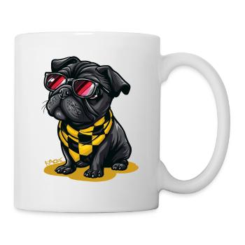 Motif à carreaux : Bandana Carlin avec lunettes de soleil - Mug blanc - blanc - Droite