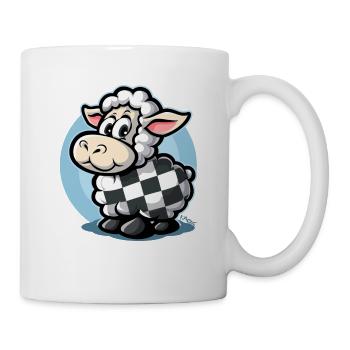Kariertes Muster süßes Cartoon-Schaf - Tasse - Weiß - Rechts