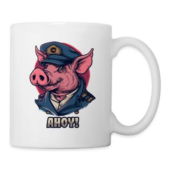 Kapitän Schwein sagt "Ahoy" - Tasse - Weiß - Rechts