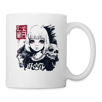 Fille d’anime japonaise et un fantôme d’horreur - Mug blanc - blanc - Droite