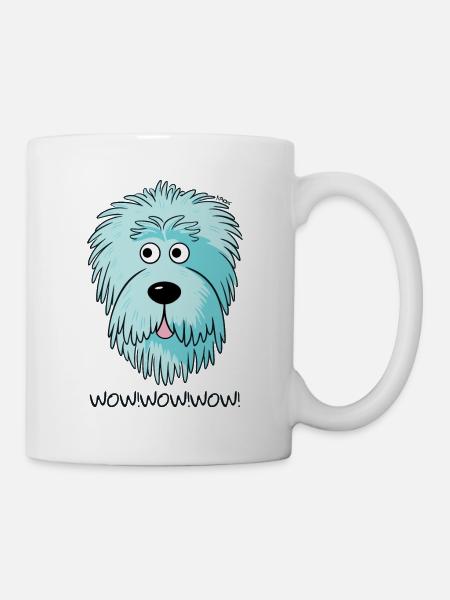 Wow, bonbonfarbener Doodle-Hund - Tasse - Weiß