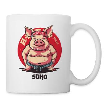 Cochon de sumo d'anime de dessin animé japonais drôle - Mug blanc - blanc - Droite