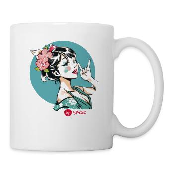 Modern anime girl or geisha in kimono - Mug - white - Right