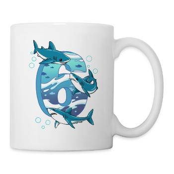 Requin du 6e anniversaire - Mug blanc - blanc - Droite