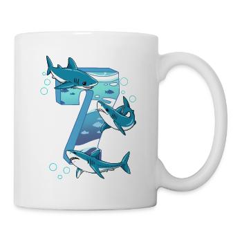 Requin du 7e anniversaire - Mug blanc - blanc - Droite