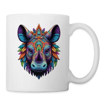 Rhinoceros Spiritual Mandala Design - Mug - white - Right
