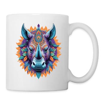 Rhinoceros Spiritual Dream Catcher Mandala Design - Mug - white - Right