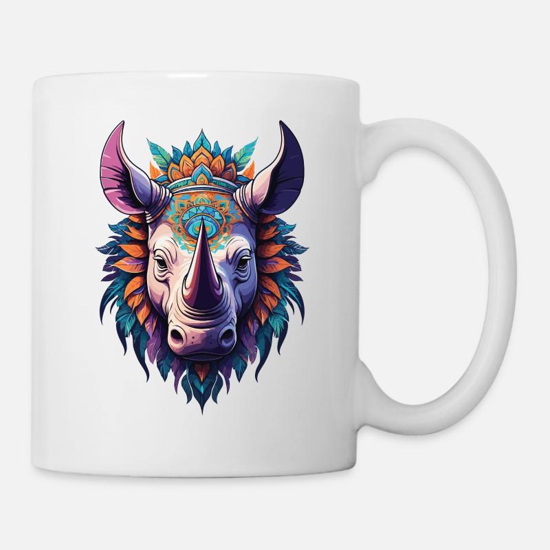 Nashorn Mandala Traumfänger Design - Tasse - Weiß