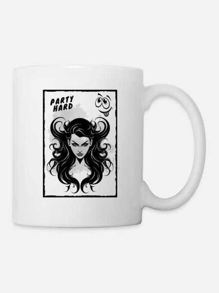 Party Hard Comic Spruch Lustig Humor Outfit - Tasse - Weiß