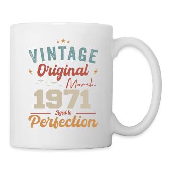 März 1971 Jahrgang geboren Vintage Geburtstag - Tasse - Weiß - Rechts