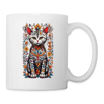Mexikanische Blumen Katze Hauskatzen Besitzer - Tasse - Weiß - Rechts