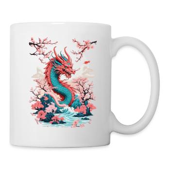 Japanischer Drache Aesthetic Streetwear Design - Tasse - Weiß - Rechts