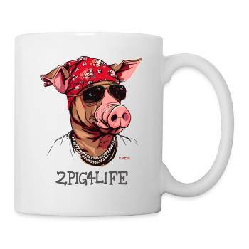 2Pig4Life Hip-Hop Rap Gangster-MC-Rapper Schwein - Tasse - Weiß - Rechts