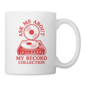 Posez-moi des questions sur ma collection de disques vinyle vintage fa - Mug blanc - blanc - Droite