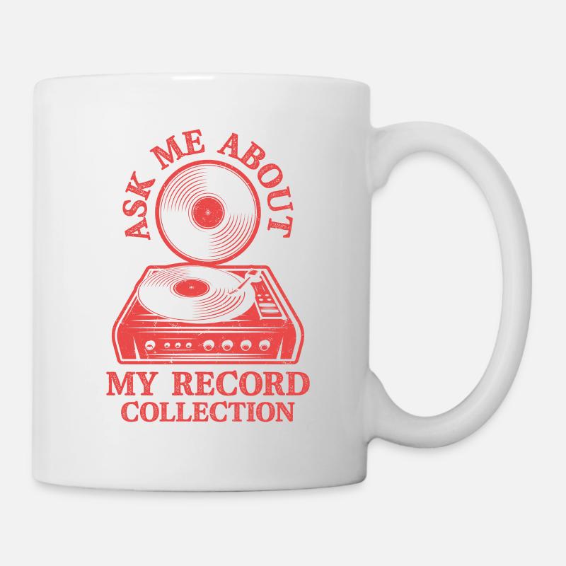 Posez-moi des questions sur ma collection de disques vinyle vintage fa - Mug blanc - blanc