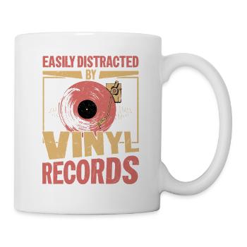 Facilement distrait par les disques vinyles Vintage Fan Tur - Mug blanc - blanc - Droite