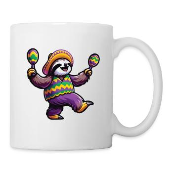 Mardi Gras Faultier - Feiern Karneval Tanzen - Tasse - Weiß - Rechts