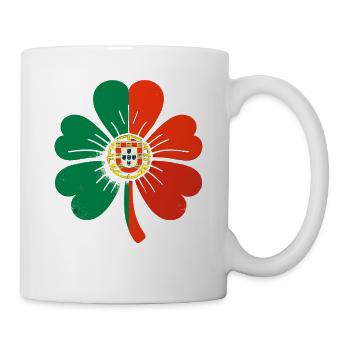 Kleeblatt Portugal Flagge St. Patrick St. Patricks Tag - Tasse - Weiß - Rechts