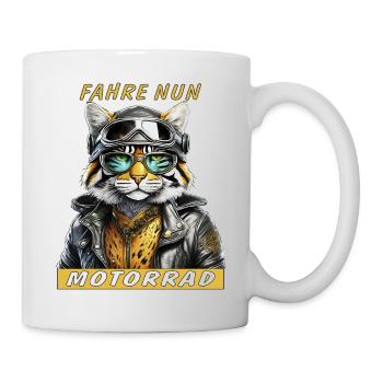VESTE EN CUIR DE CHAT MAINTENANT MONTER À MOTO - Mug blanc - blanc - Droite