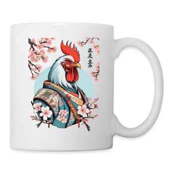 Chickens Samurai Retro Vintage Aesthetic Design - Mug - white - Right