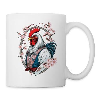 Samouraï photo coq Vintage Arts martiaux esthétique - Mug blanc - blanc - Droite