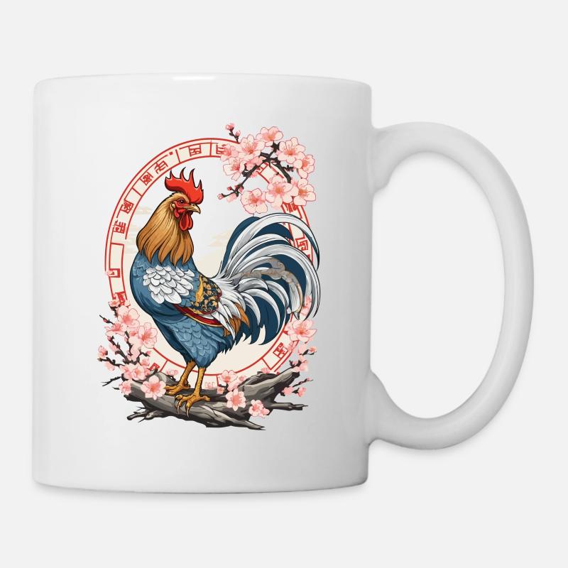 Asiatique avec l’esthétique des fleurs de cerisier - Mug blanc - blanc