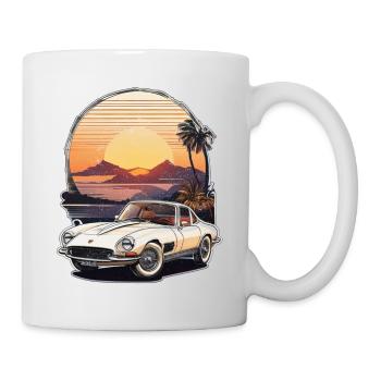 voiture vintage couché de soleil - Mug blanc - blanc - Droite