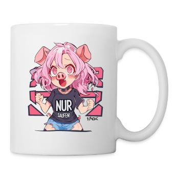 Aufgeregtes Party Mädchen Schwein, Nur Saufen - Tasse - Weiß - Rechts