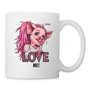Jolie fille d’anime avec l’amour des cochons - Mug blanc - blanc - Droite