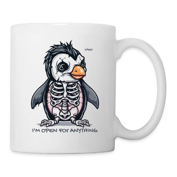 Je suis ouvert à tout, drôle de pingouin squelette - Mug blanc - blanc - Droite