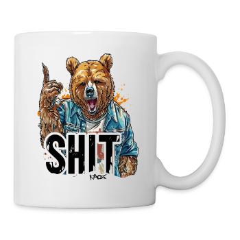 Bear Pointing Finger: This Is Funny Bear Poop - Mug - white - Right