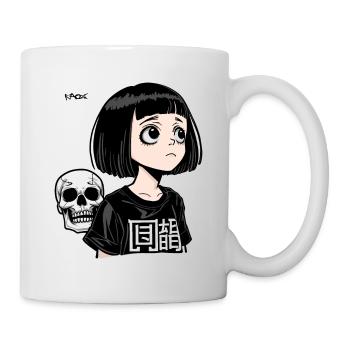 Modern Anime Manga Girl with Demons Skull - Mug - white - Right