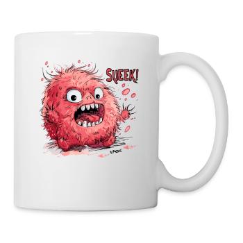Quietschieges, quietschend haariges rosa Monster - Tasse - Weiß - Rechts
