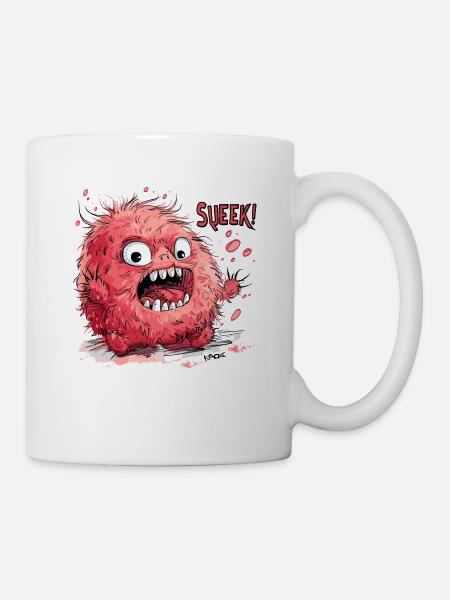 Quietschieges, quietschend haariges rosa Monster - Tasse - Weiß