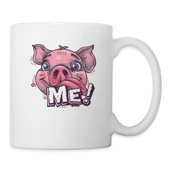 Niedliches, lustiges, Schweinchen, küss mich - Tasse - Weiß - Rechts