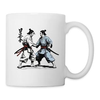 Samouraï Photo Ukiyo-E Rétro Vintage Streetwear - Mug blanc - blanc - Droite