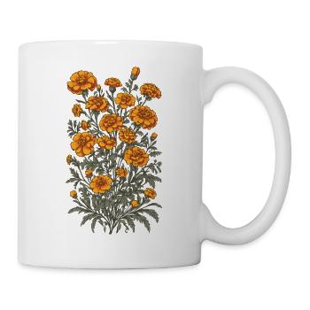 Aesthetics Design Tagetes Floral Decoration Vintage - Mug - white - Right