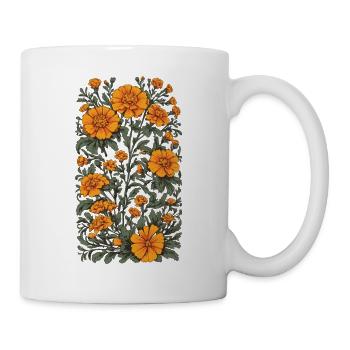 Aesthetics Tagetes Floral Decoration Vintage - Mug - white - Right