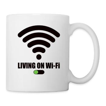 Living On Wi-Fi Wifi Wifi Saying Internet Signal - Mug - white - Right