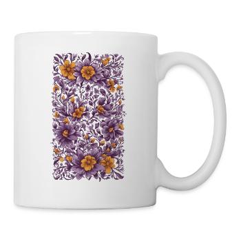 Purple Floral Decoration Vintage and Streetwear Design - Mug - white - Right