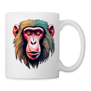 Affe / Tier / Zoo / Babian / Wild / Comic - Tasse - Weiß - Rechts
