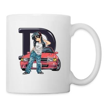 D Anime-Girl Initial JDM Street Racer Auto - Tasse - Weiß - Rechts
