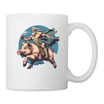 Un dieu grec chevauche un cochon - Mug blanc - blanc - Droite