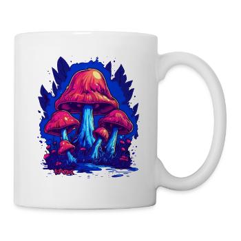 Seltsamer blau-pinker Pilzwald der Pilze - Tasse - Weiß - Rechts