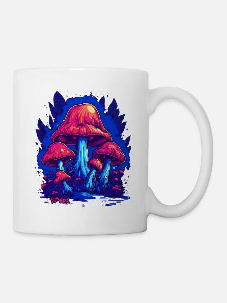Seltsamer blau-pinker Pilzwald der Pilze - Tasse - Weiß