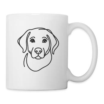 Linie Art Dad Mama - Hund - Tasse - Weiß - Rechts