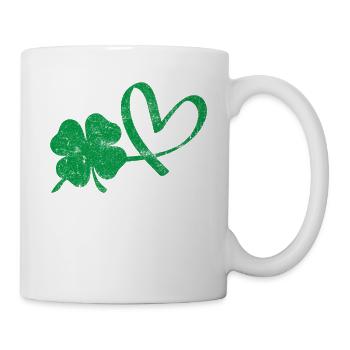 Cœur vert de trèfle irlandais - Mug blanc - blanc - Droite