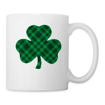 Buffle vert à carreaux trèfle - Mug blanc - blanc - Droite