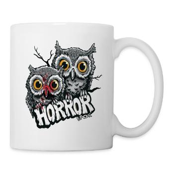 Ein paar Cartoon-Horror-Eulen mit großen Augen - Tasse - Weiß - Rechts