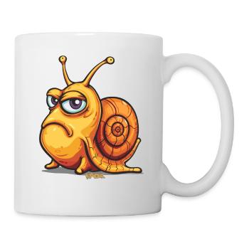 drôle de mauvaise humeur : escargot de dessin animé - Mug blanc - blanc - Droite